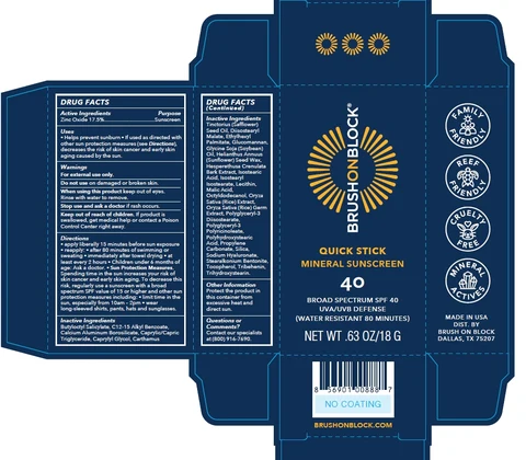 Brush On Block Quick Stick SPF 40 Mineral Stick packaging
