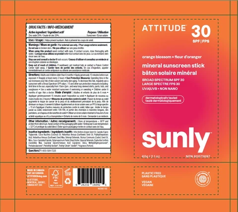 ATTITUDE Sunly Mineral Sunscreen Stick Orange Blossom SPF 30 포장