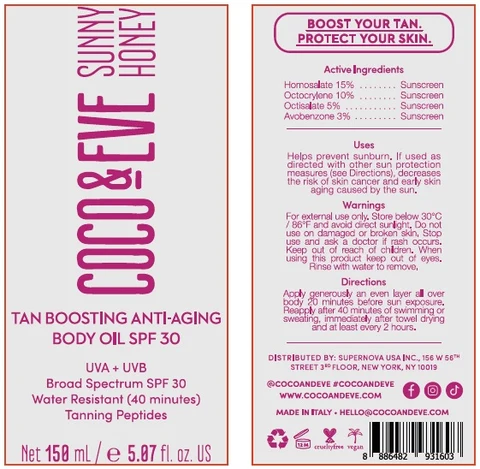 coco and eve tan boosting anti-aging body oil spf 30 포장
