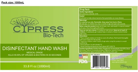 Cypress Bio-Tech Disinfectant Hand Wash 포장