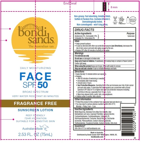 Bondi Sands Fragrance Free Face SPF 50 Sunscreen 포장