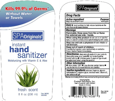 Spa Originals Instant Hand Sanitizer packaging