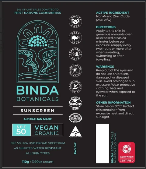 BINDA Vitamin C and hyaluronic acid Sunscreen SPF50 포장