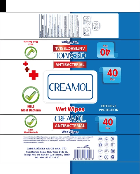 Creamol Antibacterial Wet Wipes 40 pcs 포장