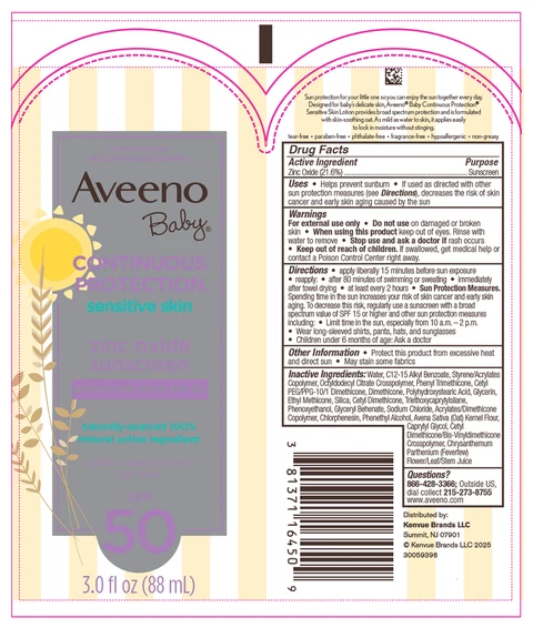 Aveeno Baby continuous protection sensitive skinSunscreen Broad Spectrum SPF50 포장
