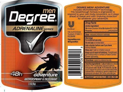 DegreeAdrenaline Adventure Antiperspirant and Deodorant 포장