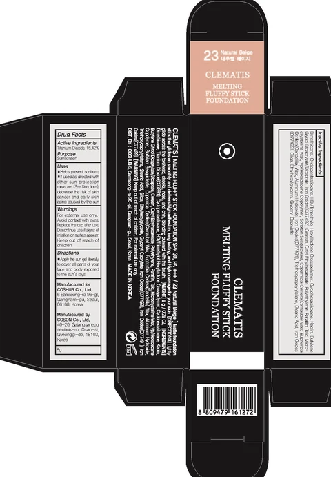 CLEMATIS Melting Fluffy sti ck foundation 23 Natural Beige packaging