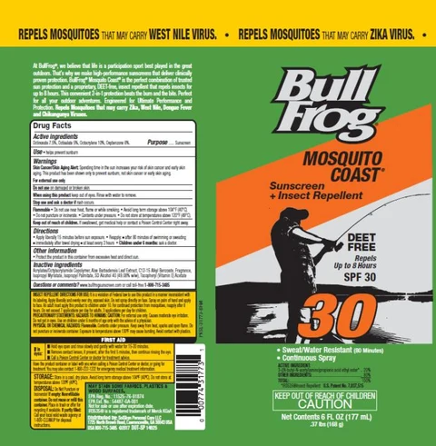 BULLFROG DEET FREE Mosquito Coast Sunscreen with Insect Repellent SPF 30 포장