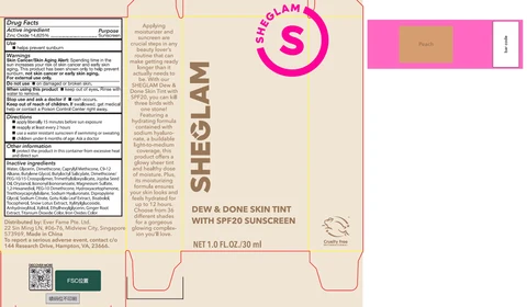 Sheglam Dew and Done Skin Tint with SPF 20 Peach 포장