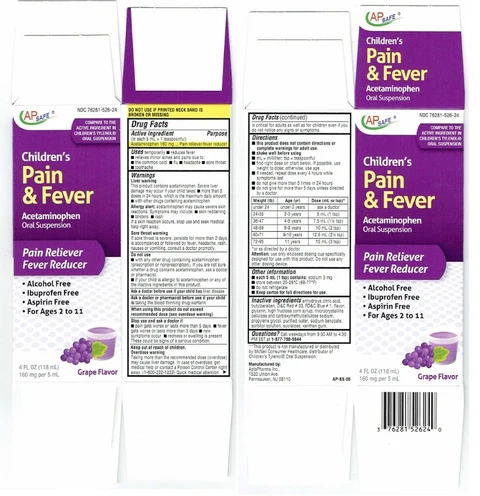 Childrens Pain and Fever packaging