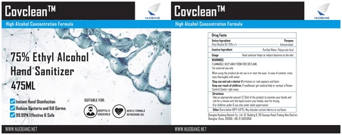 Covclean 75% Ethyl Alcohol Hand Sanitizer 포장