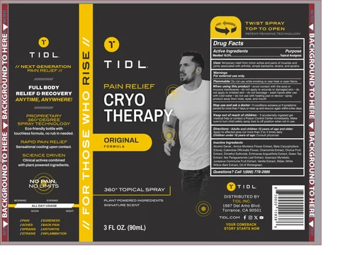 TIDL PAIN RELIEF CRYO THERAPY original formula Spray. 포장
