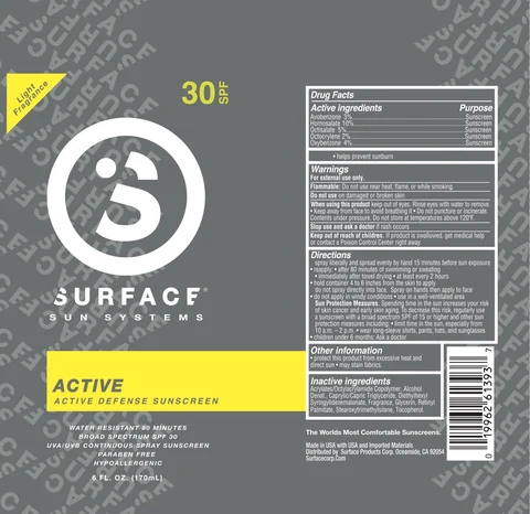 Surface Sun Active Defense SPF 30 Sunscreen 포장