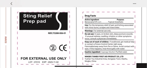Sting Relief Prep Pad packaging