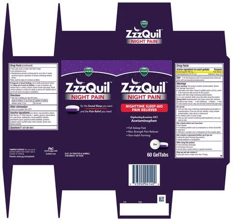 Vicks ZzzQuilNight Pain 포장