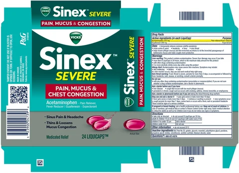 Vicks Sinex SeverePAIN, MUCUS and CHEST CONGESTION 포장