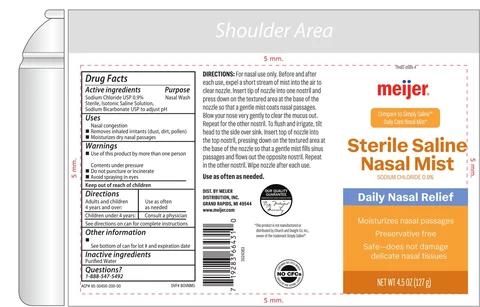 Sterile Saline MistMeijer packaging