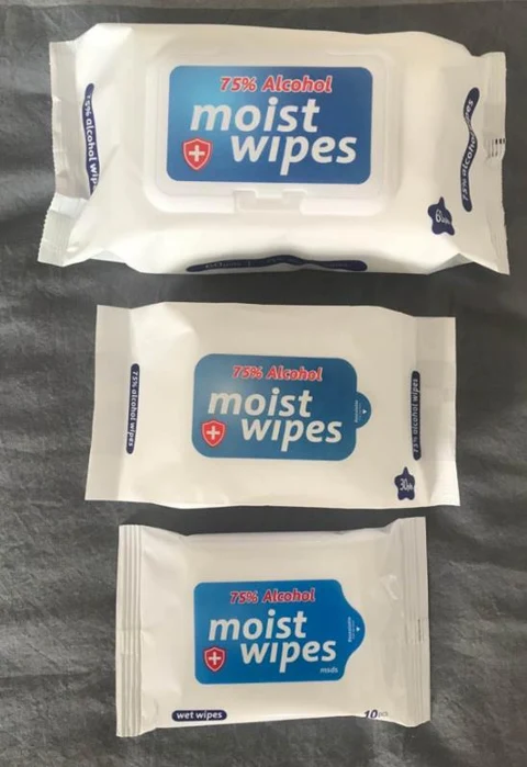 Alcohol moist wipes 포장