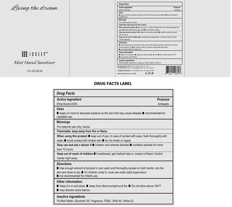 ISSEEY - MIST HAND SANITIZER - LIVING THE DREAM packaging