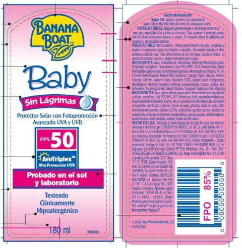 Banana Boat Baby Sin Lagrimas SPF 50 Pump 포장