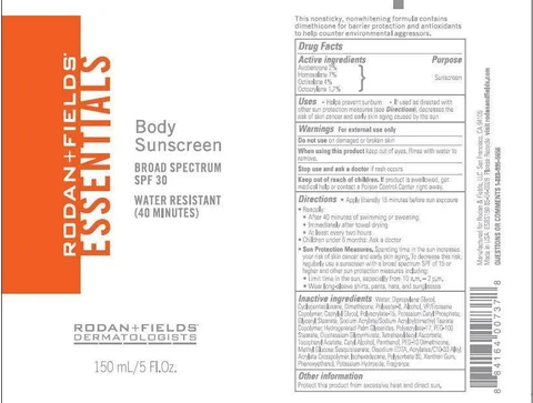 RODAN - FIELDS ESSENTIALS Body Sunscreen BROAD SPECTRUM SPF 30 포장