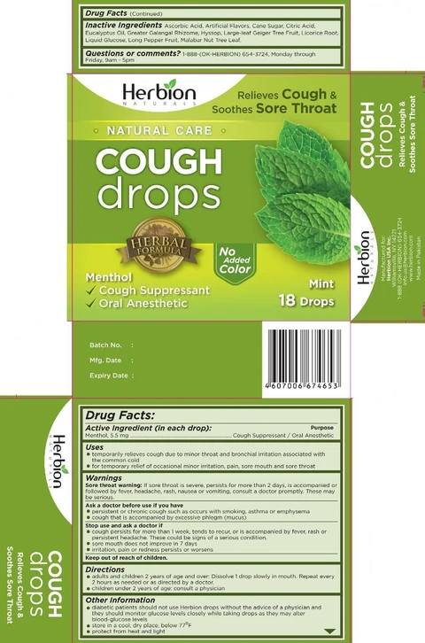 Herbion Naturals Mint Cough Drops 포장