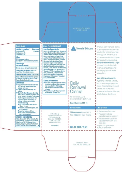 Trienelle Skincare Daily Renewal Cremewith Tocallure Restoration Complex Broad Spectrum SPF 15 packaging
