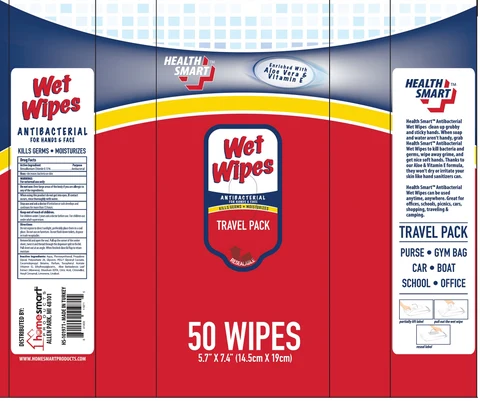 Health Smart Antibacterial Wet Wipes packaging