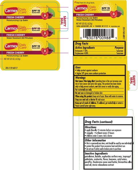 Carmex Daily Care Moisturizing Lip Balm Fresh Cherry SPF 15 포장
