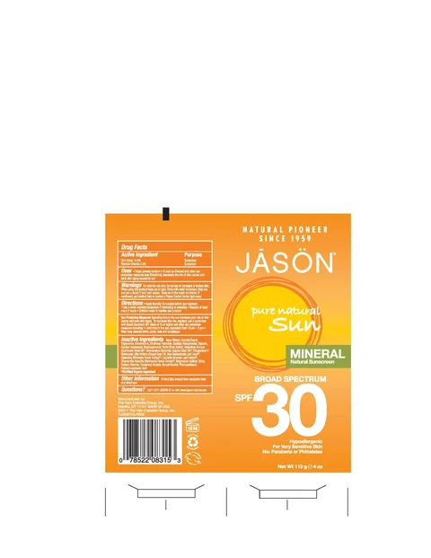 Jason Pure Natural Sun Mineral Natural Sunscreen Broad Spectrum SPF30 packaging