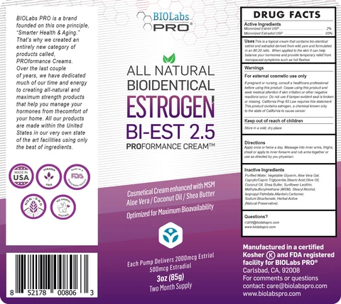BiEST 2.5 Estrogen Cream 포장