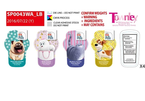Secret life of pets 4 pack Hand Sanitizer 포장