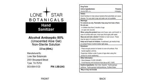 Lone Star Botanicals Hand Sanitizer Gel / Lone Star Botanicals Hand Sanitizer packaging