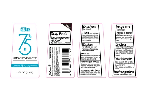 CLEACE 75% Alcohol hand sanitizer packaging
