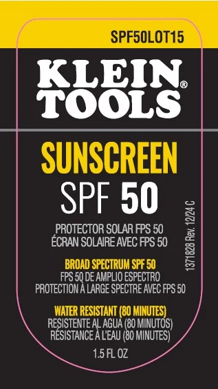 Klein Tools Sunscreen SPF 50 packaging