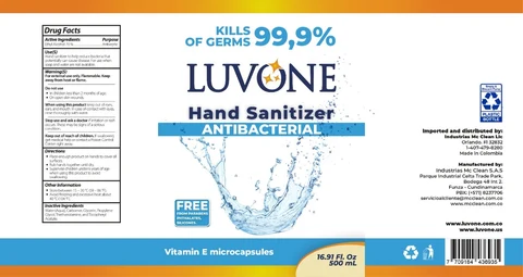 Luvone hand sanitizer packaging