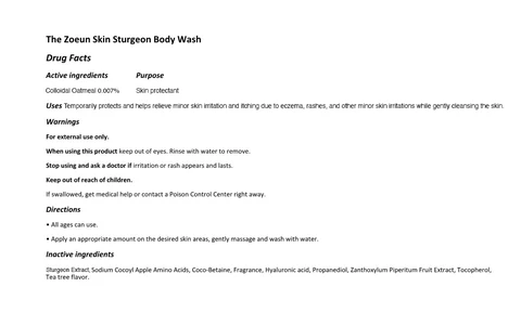 The Zoeun Skin Sturgeon Body Wash packaging