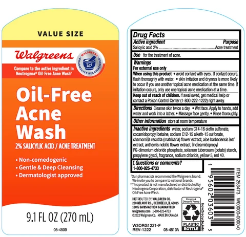 Walgreens Oil-Free Acne WashSalicylic Acid packaging