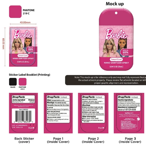 Smart Care Assorted Licensed Sanitizer Barbie01 포장