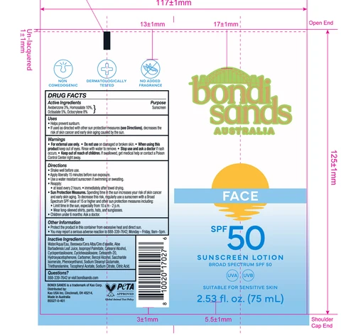 Bondi Sands Fragrance Free Face SPF 50 Sunscreen 포장
