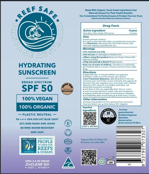 Reef safe - Hydrating sunscreen SPF50 포장