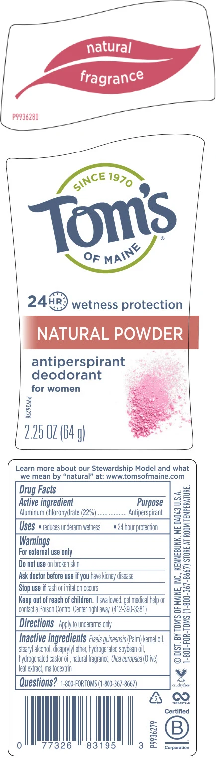 Toms of Maine Natural Powder Antiperspirant / Deodorant packaging
