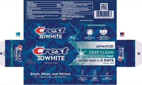 Crest 3D WhiteAdvanced Deep Clean with Stain-Blasting Foam 포장