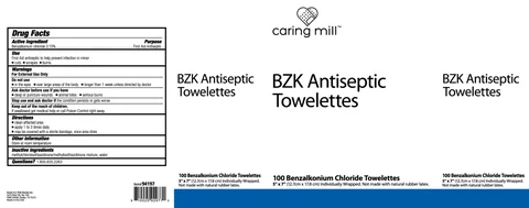 Caring Mill BZK Towelettes 포장