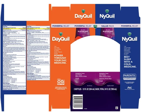 Vicks DayQuil and Vicks NyQuilELDERBERRY COLD and FLU 포장