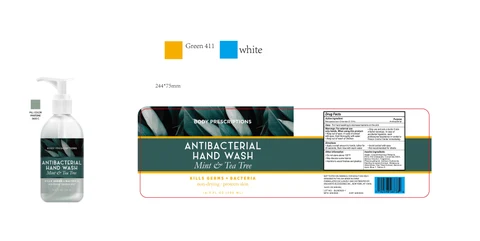BODY PRESCRIPTIONS ANTIBACTERIAL HAND WASH Mint and Tea Tree 포장