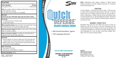 State Quick Defense Alcohol Sanitary Wipes packaging