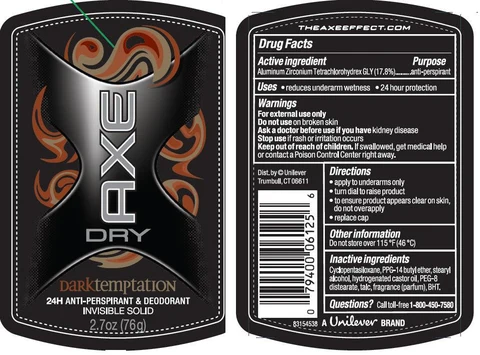 Axe Dark Temptation Invisible SolidAntiperspirant and Deodorant 포장