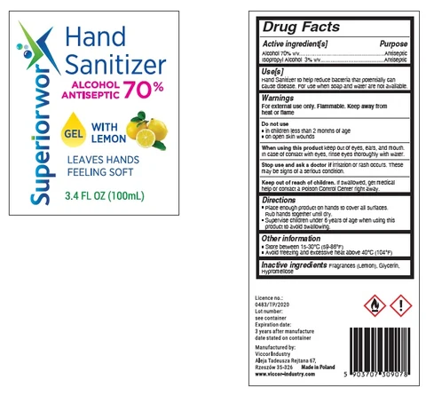 Superiorwor liquid hand sanitizer with lemon 포장