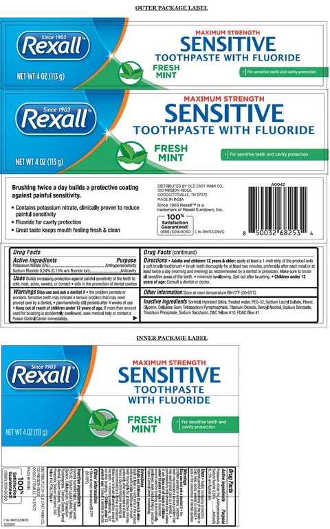 Rexall Sensitive Freshmint packaging